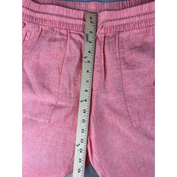 Athleta Retreat Linen Pant Coral Womens Size 12 Lightweight Elastic Waist - Picture 8 of 15
